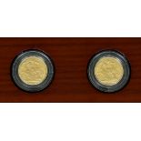 Two George V Sovereigns, 1911 and 1919, in Royal Mint Canadian Branch Mint two coin sovereign set