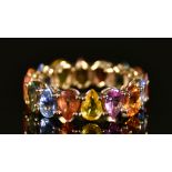 A 14ct Pink Gold Gem Set Eternity Ring, Modern, by Top Crown Jewellery, set with brightly coloured