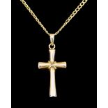 An 18ct Gold Cross and Chain, Modern, cross 30mm x 13mm, suspended from a chain, 440mm in length,