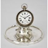 A George V Silver Circular Ink Stand, by A & J Zimmerman Ltd., Birmingham 1914, of plain form, the