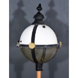 A Pair of Bulbous Ornamental Bay Front Lamps, with turned finials, each painted in white and