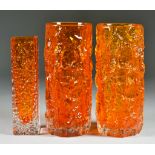 A Geoffrey Baxter for Whitefriars Glass 'Nailhead' Vase, 6.75ins high, in tangerine, pattern