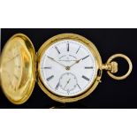 An 18ct Gold Full Hunting Cased Keyless Repeating Pocket Watch, by Thomas Russell & Sons of