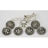 Six Edward VII Cast Silver Buttons and Mixed Silver, the buttons by Charles Henry Dumenil, London