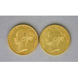 Two Victoria Young Head Sovereigns, 1847, fair/fine