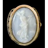 A 14ct Gold Carved Mother of Pearl Clasp, 20th Century, set with a carved mother of pearl panel