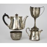 A Victorian Teapot and Mixed Silver, the teapot by William Ker Reid, London 1853, with flat lid