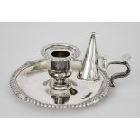 A Victorian Silver Chamber Candlestick, by Robert Hennell III, London 1843, with gadroon mounts