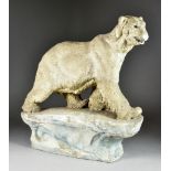 ***Frederick Thomas Daws (1878-1955) - Painted plaster model of a polar bear on a rocky outcrop