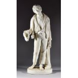 19th Century Italian School - Marble - Standing figure of a beggar, on circular base engraved "