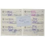 Six Coutts & Co Cashed Cheques belonging to the account of Peter Cushing Productions Ltd, all
