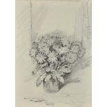 Peter Cushing (1913-1994) - Pencil drawing - Still life, vase of flowers, unsigned, 8ins x 11.
