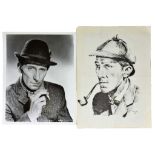Sherlock Holmes - one black and white 8ins x 10ins photograph of Peter Cushing plus a copy of a