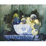 Peter Cushing (1913-1994) - Watercolour - Still life, fruit in blue and white bowl, unsigned but