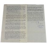 Olivier- a two-page foolscap page typed essay by Peter Cushing, initialled and dated '71 in blue