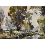 Peter Cushing (1913-1994) - Watercolour - 'Thames Backwater, Richmond', signed, 15ins x 10.75ins,