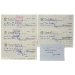 Five Coutts & Co Cashed Cheques from the account of Peter Cushing Productions Ltd, all written and