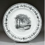 A P J Boch of Luxembourg Cream Ware Plate, Early 19th Century, printed in black with the tomb of