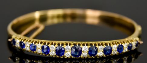 A Sapphire and Diamond Bracelet, 20th Century, set with faceted sapphires, approximately 2.5ct