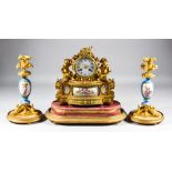 A 19th Century French Ormolu and Porcelain Mounted Mantel Clock, by Vincenti & Cie and inscribed