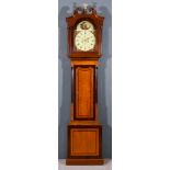 A 19th Century Mahogany and Oak Longcase Clock, by T. Dobie of Glasgow, the 12ins arched painted