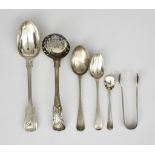 A William IV Silver King's Pattern Sugar Sifter Spoon and Mixed Silver Ware, the sugar sifter