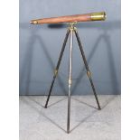 A British Military Two-Drawer Telescope and Tripod, Early 20th Century, with number 944 over broad