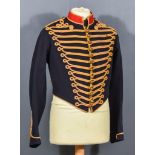 A Royal Horse Artillery Dress Tunic, Early 20th Century, in dark blue woollen cloth with red stand