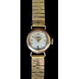 A Lady's 9ct Gold Cocktail Watch by Longines, 9ct gold case, 18mm diameter, white dial with gold