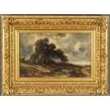 Diaz (19th Century) - Oil painting - Rural landscape with trees and figure, signed, canvas 12ins x