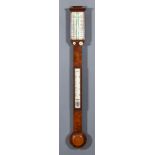 A 19th Century Mahogany Stick Barometer, by Field & Son, 113 New Street, Birmingham, with mercury