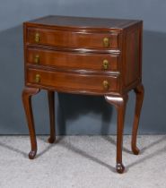 A Chinese Hardwood Canteen Chest, with shaped front, fitted three drawers, on cabriole legs,