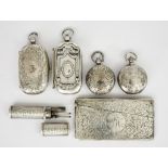 A Late Victorian Silver Rectangular Card Case and Mixed Silverware, the card case by Deakin &