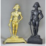 An English Cast Brass Door Stop of Admiral Lord Nelson, 19th Century, on stepped base, 15.25ins