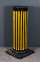 A Black and Gilt Painted Fluted Circular Pedestal, on square base, 40ins high