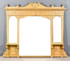 A 19th Century Gilt Oval Mantel Mirror of Neo-Classical Design, with carved cresting, inset with