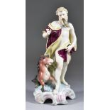 A Continental Porcelain Figure after a Meissen Original of Poseidon and Hippocampus, 20th Century,