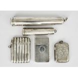 A Victorian Silver Rectangular Vesta Box and Four Other Cases, the box by Edward Smith, Birmingham