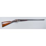 A 12 Bore Side by Side Shotgun, by Webley & Scott Ltd., 27.25ins blued steel barrel with plain top