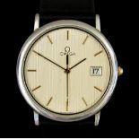 A Gentleman's Quartz Wristwatch by Omega, model De Ville, white metal case, 33mm diameter, champagne