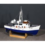 A Scratch Built Model of a Trawler Boat, "Folkstone FE308", 34ins overall, on modern wood stand
