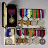 A Quantity of World War II and Other Medals, comprising - a group of four medals, unnamed, 1939-1945