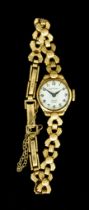 A Lady's 9ct Gold Cocktail Watch by Rotary, 9ct gold case, 17mm diameter, white enamel dial with