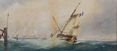 Monogramist RM (19th Century) - Pair of pencil and watercolour - Marine scenes with sailing