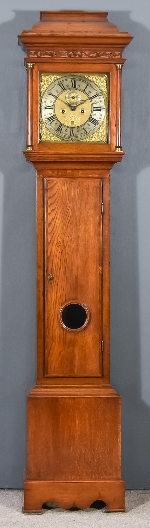 A 19th Century Oak and Mahogany Banded Longcase Clock, by John Ewer of London, the 12ins square