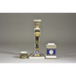 Rosenthal Meets Versace Porcelain Items - comprising - 'Medusa Blue' candlestick 8.25ins high,