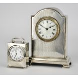 A George V Silver Cased Desk Time Piece and One Other, the timepiece in case by Henry Matthews,