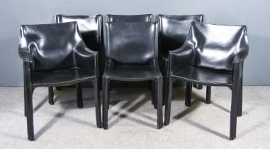 Mario Bellini (1935) - A set of Six "Cab" chairs, including two armchairs, for Cassina,