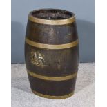 An English Coopered Oak Oval Barrel, Late 19th/Early 20th Century, with coloured transfer print of