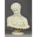 An English Parian Ware Bust of Clytie, 11ins high